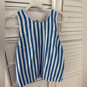J. Crew Blue and White Striped Sleeveless Top